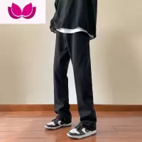 七斓牛仔裤男款复古vibe宽松基础款长裤夏季黑色潮牌高街直筒阔腿裤子