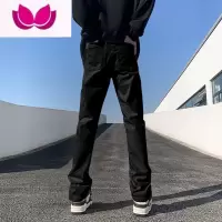 七斓美式vibe风裤子高街微喇黑色牛仔裤男款弹力江浙沪修身工装直筒裤