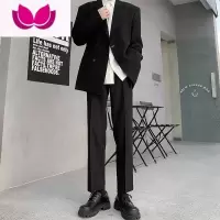 七斓纯黑色西装裤子男款痞帅高级感修身那不勒斯西裤直筒垂坠感休闲裤