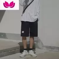 七斓E夏装男短裤韩版宽松贴标百搭休闲裤chic学生直筒五分裤