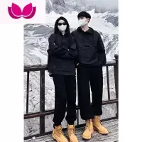 七斓黑色马丁靴裤子搭配男工装卫裤宽松束腿情侣休闲裤美式户外登山裤