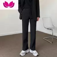 七斓黑色西裤男直筒高级感垂感西装裤商务正装坠感宽松休闲裤阔腿