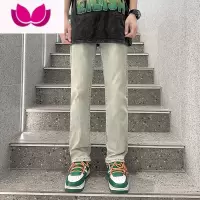 七斓美式修身直筒牛仔裤男高街vibe复古裤子夏季薄款黄泥染休闲长裤潮
