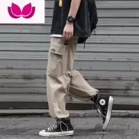 七斓日系cityboy卡其色工装裤男款休闲百搭束脚裤子高街vibe潮牌