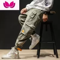 七斓日系多袋机能工装裤男潮牌胖子大码束脚裤子痞帅宽松直筒休闲长裤