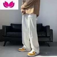 七斓美式vibe风裤子男高街ins潮白色牛仔裤设计感小众宽松直筒阔腿裤
