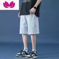 七斓牛仔短裤男士夏季薄款潮牌美式高街痞帅冰丝感外穿夏天休闲五分裤