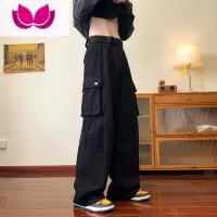 七斓美式街头工装裤男春季多口袋宽松直筒休闲裤高街复古嘻哈阔腿长裤