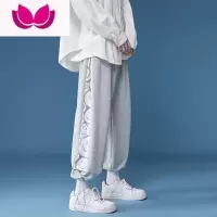 七斓运动卫裤男高街潮牌垂感宽松束脚裤子美式百搭男裤夏季薄款休闲裤