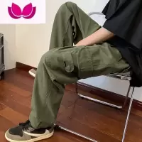 七斓军绿色日系复古Cityboy裤子直筒工装裤潮牌男美式街头滑板裤