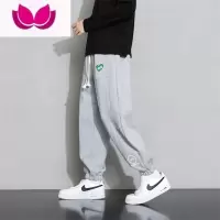 七斓休闲束脚裤男士夏季2023新款九分运动潮牌垂感男生灰色卫裤子