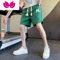 七斓斜纹绿色短裤男夏季潮牌宽松运动休闲五分裤痞帅潮流四分外穿裤衩