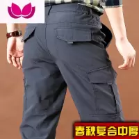 七斓春季厚款速干裤男士户外休闲裤多袋工装裤宽松直筒冲锋裤子长裤男