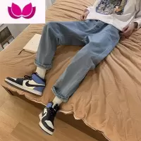 七斓vintage裤子复古日系慵懒风加绒牛仔裤男秋季休闲阔腿高级感男装