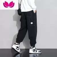 七斓缉明线美式高街工装裤男潮牌束脚款oversize休闲痞帅裤子大码