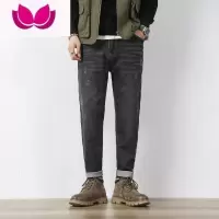 七斓黑色牛仔裤男款春季潮牌复古宽松直筒夏季男生休闲长裤子春