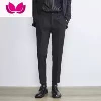 七斓轻熟风西装裤男胖子大码厚款加绒韩版弹力休闲西裤垂坠感九分