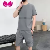 七斓冰丝速干男士t恤夏季薄潮牌宽松短袖短裤篮球服一套跑步运动套装