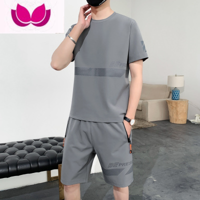 七斓冰丝速干男士t恤夏季薄潮牌宽松短袖短裤篮球服一套跑步运动套装