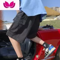 七斓 工装牛仔短裤男生夏季潮牌大口袋宽松男生中裤五分裤