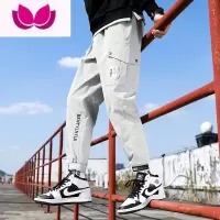 七斓工装裤子男士2023新款韩版潮流百搭束脚长裤帅气休闲九分裤
