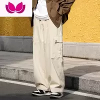 七斓日系复古多口袋休闲工装裤男高街潮牌ins潮直筒宽松阔腿裤子长裤