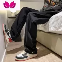七斓vibe美式街头裤子男ins潮百搭水洗纯黑色牛仔裤男款直筒滑板长裤