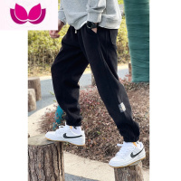 七斓春季新款男士休闲裤潮流百搭运动裤收口九分裤雪尼尔裤子男款