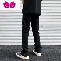 七斓美式高街vibe牛仔裤男潮牌复古直筒裤薄款高级修身工装拉链裤子夏
