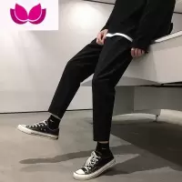 七斓黑色裤子男西裤直筒裤百搭休闲裤男生九分西装裤宽松阔腿裤