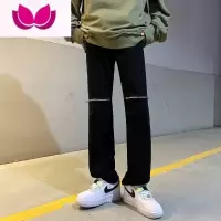 七斓美式高街Vibe风潮牌休闲裤男春季潮流设计感拉链长裤港风直筒裤子