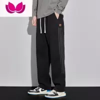 七斓休闲裤男士2023春季新款潮牌垂感条纹宽松直筒阔腿运动长裤子夏季