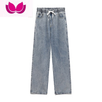 七斓 广州新塘镇牛仔裤男复古阔腿潮牌痞帅美式直筒抽绳休闲裤