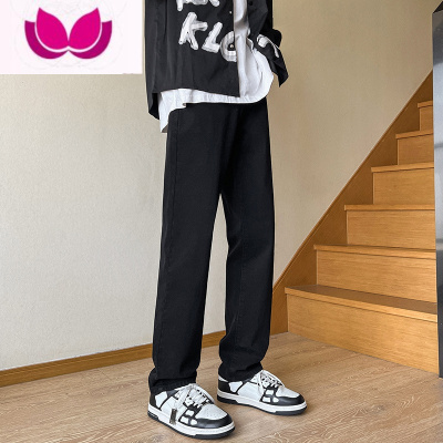 七斓美式复古vibe牛仔裤男春季痞帅高级感浅蓝色修身窄版直筒休闲裤子