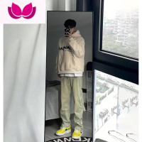 七斓cleanfit水泥色牛仔裤男修身直筒潮牌美式高街vibe黄泥染微喇裤子