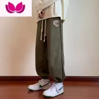 七斓绒裤子男士2023新款潮牌束脚卫裤宽松休闲长裤