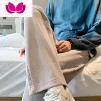 七斓直筒裤男款灯芯绒裤子宽松长裤垂感休闲裤灰色卫裤男生运动裤