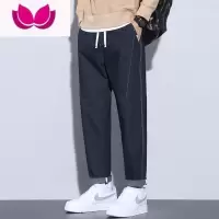 七斓牛仔裤男夏季薄款宽松潮牌垂感长裤2023新款运动休闲九分裤子男士