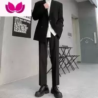 七斓西裤男款裤子休闲裤长裤春装垂坠感高级感直筒裤黑色潮牌国潮