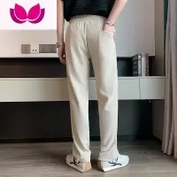 七斓男士直筒休闲裤潮牌宽松华夫格裤子夏季2023新款痞帅男裤