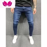 七斓2023新款欧美男士弹力紧身小脚牛仔裤美式休闲长裤潮Men's jeans