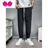 七斓抖音同款春季新款垂感丝滑纯色宽松潮流百搭休闲裤男显瘦修身长裤