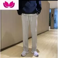 七斓小众灰色直筒卫裤垂感设计感裤子男宽松韩版轻熟风休闲裤