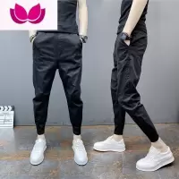 七斓2023新款修身潮流男小脚九分裤纯色弹力束脚休闲裤弹力哈伦裤