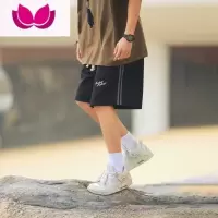 七斓吕小虎抽绳运动短裤男夏潮牌侧条纹字母印花五分休闲裤子宽松百搭