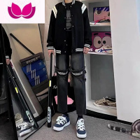 七斓复古牛仔裤美式高街直筒2022新款裤子男宽松潮流百搭休闲ins潮牌