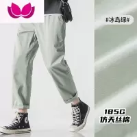 七斓WOODSOON九分裤男士宽松直筒9分裤子男ins潮流百搭休闲冰丝裤