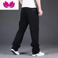七斓纯黑色牛仔裤男肥佬胖子大直筒阔腿宽松高腰弹力大码干活工作耐磨