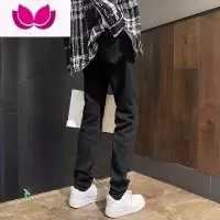 七斓黑色牛仔裤男款美式高街vibe铅笔裤子痞帅高级感修身小脚休闲长裤