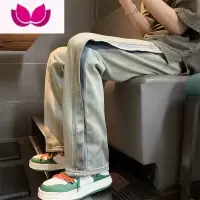 七斓vibe风高街美式裤子男ins潮牌欧美街头复古滑板黄泥牛仔裤春
